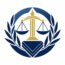 a logo featuring a scale of justice in blue and gold colors, develop a clean and modern logo that represents expertise in legal guidance
